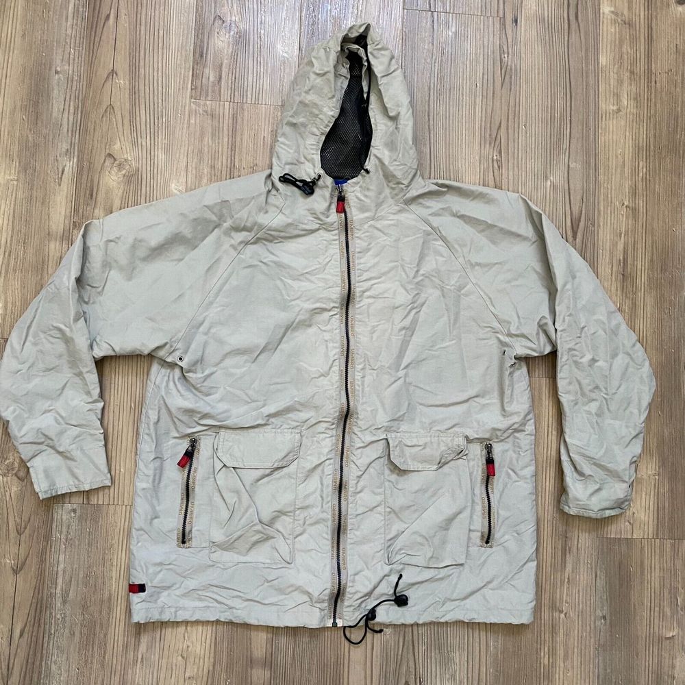 Vintage Umbro - Full Zip Vented Hooded Windbreaker Nylon Jacket Beige Men Sz XL
